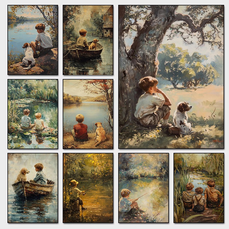 Vintage Boys Room Art Poster B – Outdoor Adventure Boys recenzja i cena