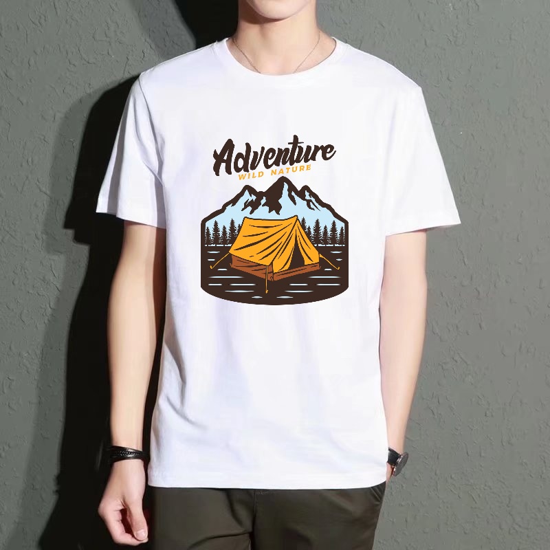 Men's Black Round-Neck Short-S – Outdoor Adventure Outfit recenzja i cena