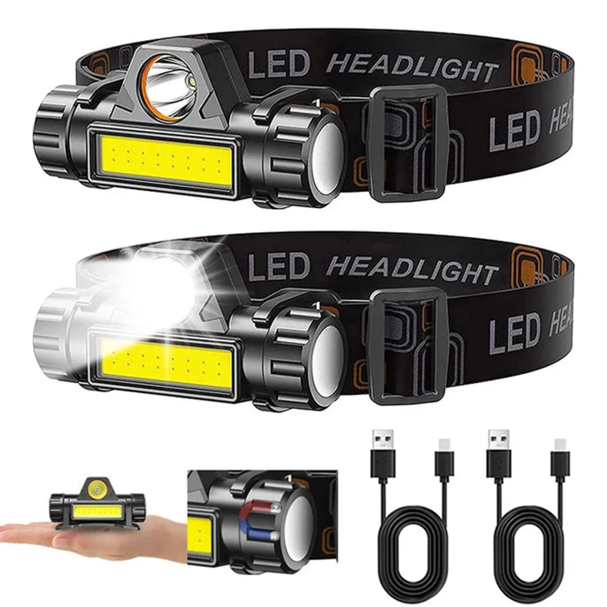 1-3PCS Rechargeable COB LED He – Headlamp Waterproof Rechargeable recenzja i cena
