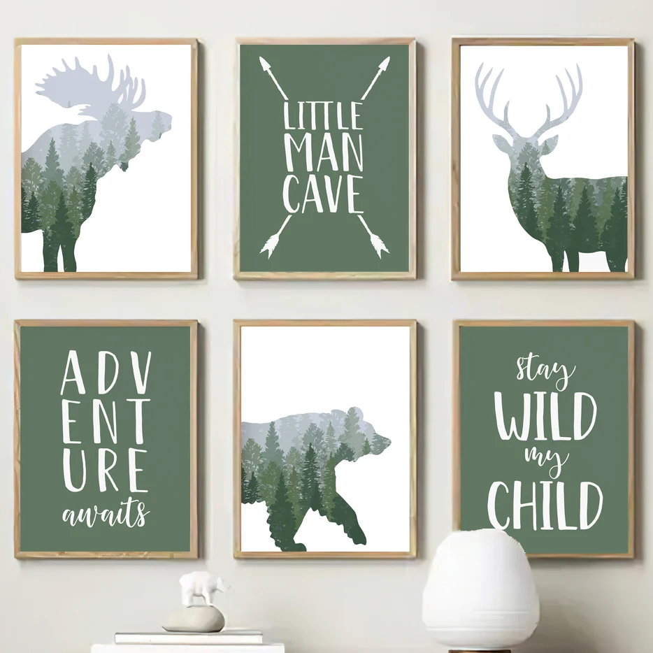 Green Woodland Deer Bear Moose – Outdoor Adventure Boys recenzja i cena