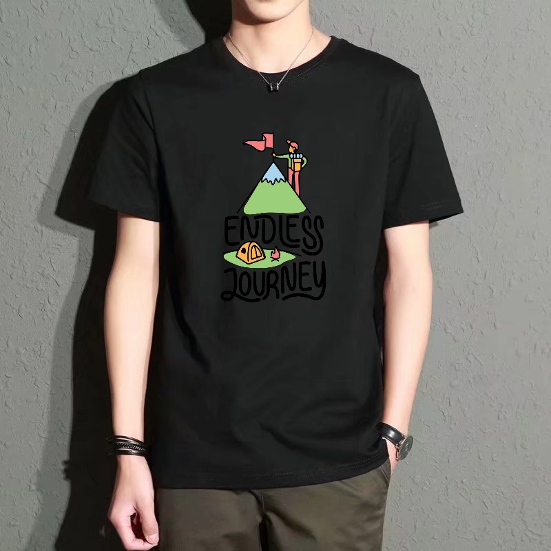 Men's Black Round-Neck Short-S – Outdoor Adventure Outfit recenzja i cena